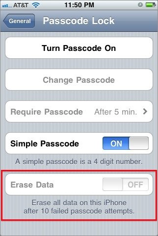 iphone erase all data incorrect password