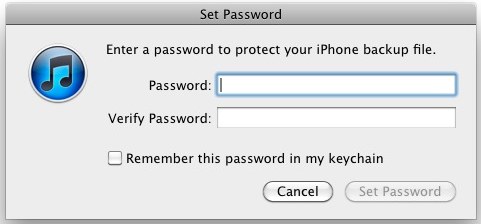 encrypt iphone backup password