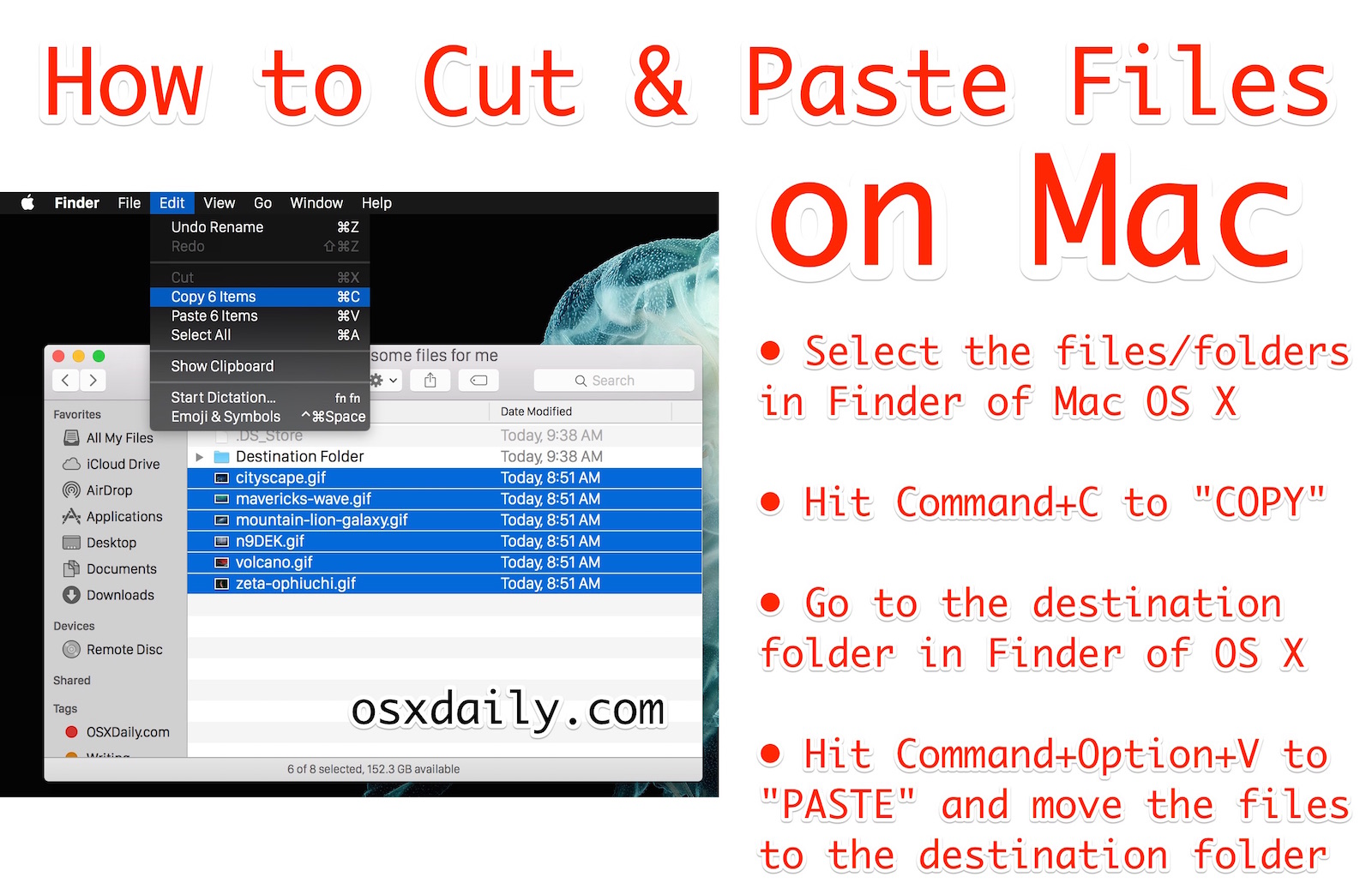 cut and paste files mac