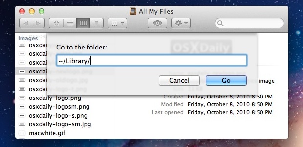 Image result for go to folder mac user library