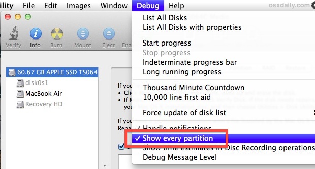 View & Mount Hidden Partitions in Mac OS X