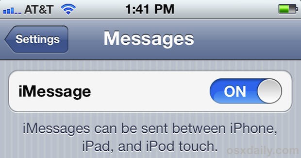 Enable iMessage in iOS 5 on iPhone, iPad, or iPod touch