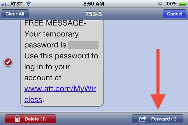 Forwarding text messages on iphone to email