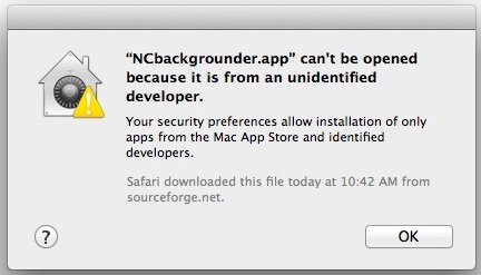 App Can't be Opened from Unidentified Developer warning