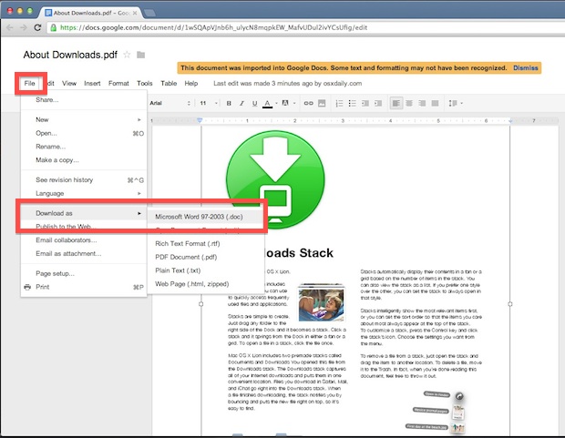 The Best Way to Convert a PDF File to DOC for Free is with Google Docs
