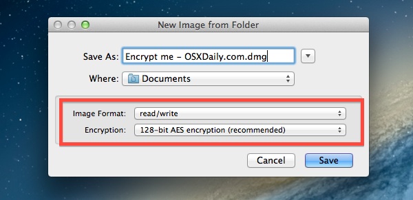 Creating a new encrypted image out of a folder in OS X 