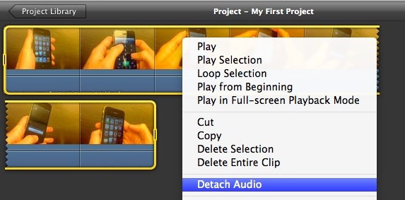 Detach Audio from a Video using iMovie