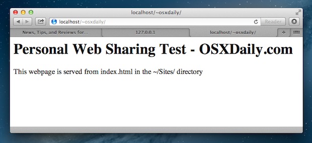 Apache web server running in Mac OS X Mountain Lion
