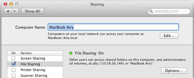 Enable File Sharing On Mac