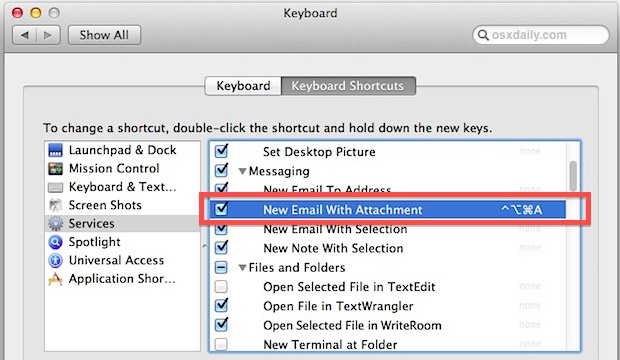shortcuts for mac email