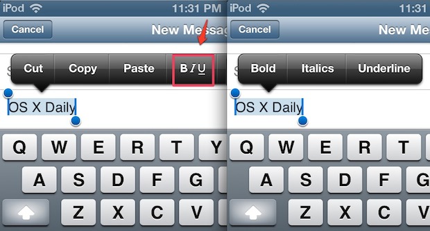Make text bold, italic, or underline in iOS Mail