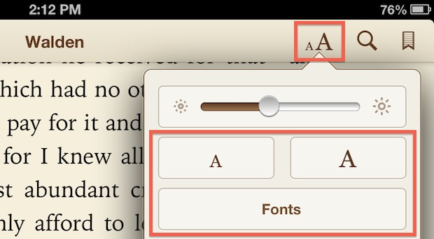 Change font sizes and text in iBooks
