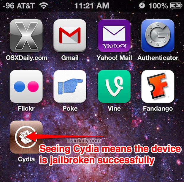 Cydia icon on a successful jailbreak