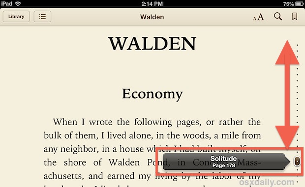 Jump between pages and chapters in iBooks