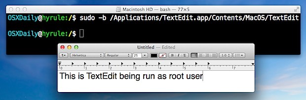 Launch a GUI application as root in Mac OS X