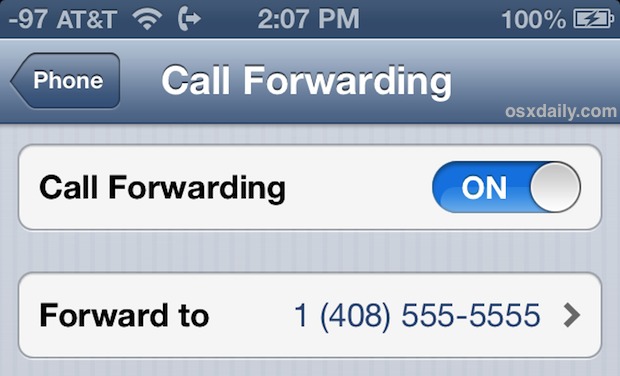 Call forwarding turned on