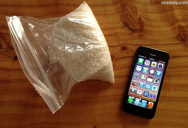 iPhone survives water submersion with a rice bag