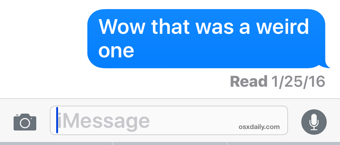 A read receipt in Messages for iOS