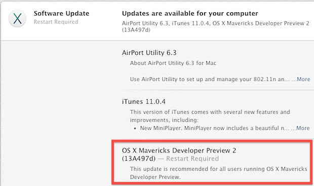 OS X Mavericks Developer Preview 2