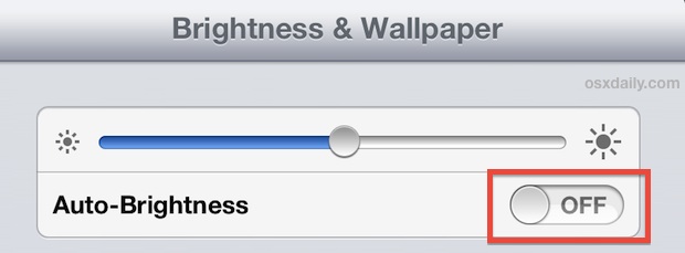 Turn off auto brightness adjustments on the iPad