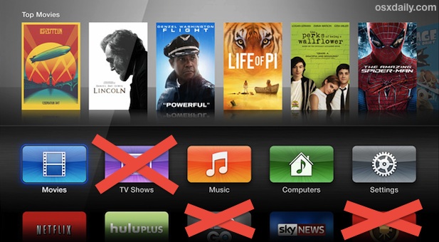 Hide app icons on the Apple TV