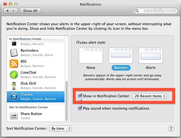 Adjust the song count of Notifications in iTunes