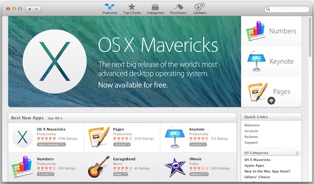 Download Mavericks from the Mac App Store