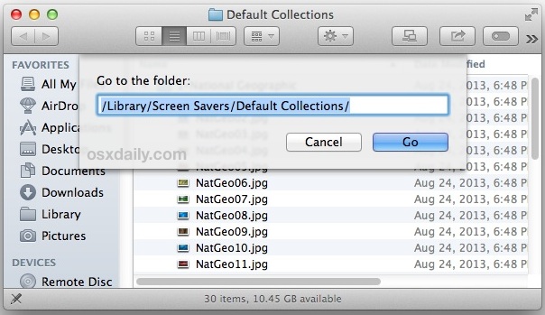Go to the hidden wallpaper folder in Mac OS  X