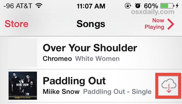 iCloud songs showing up in Music app on iOS