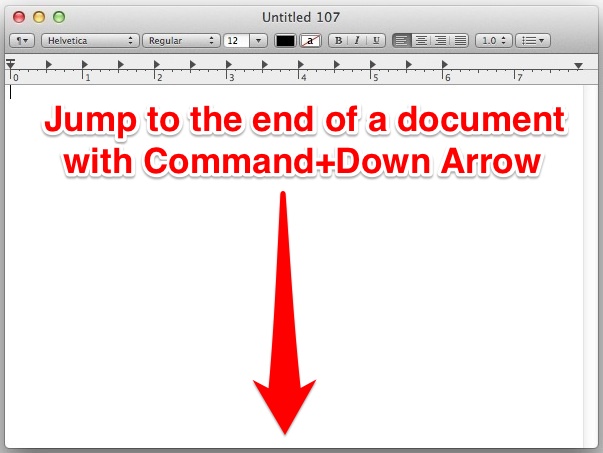 Keystroke for the end of a document in Mac OS X