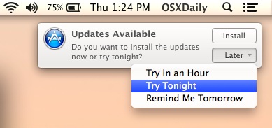 Reschedule Software Update installation reminders