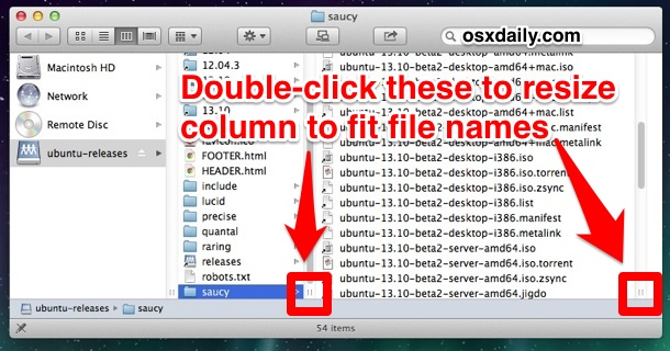 Instantly resize Finder column view to fit file and folder names