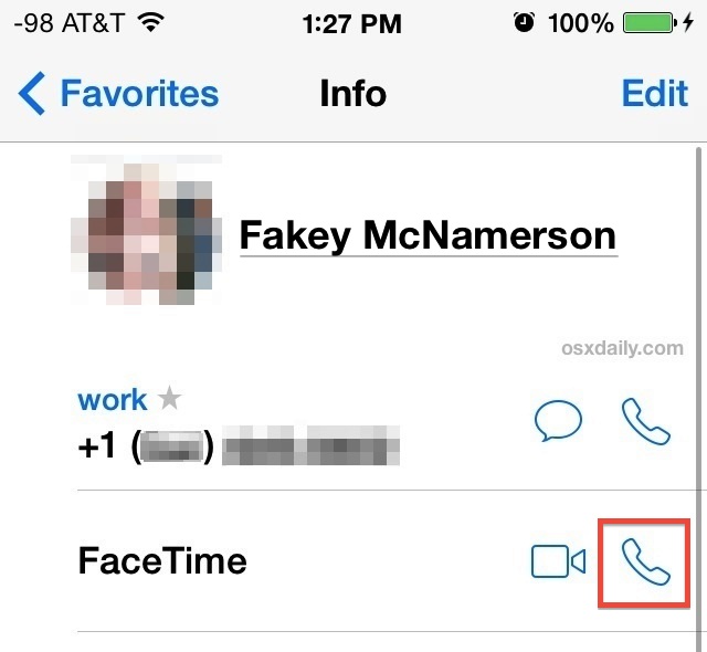 Make FaceTime audio VOIP calls from iOS