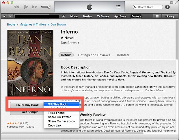 Gift a book from iTunes