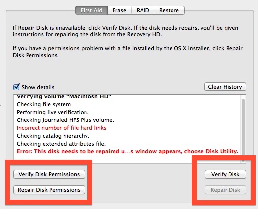 Repair with Disk Utility