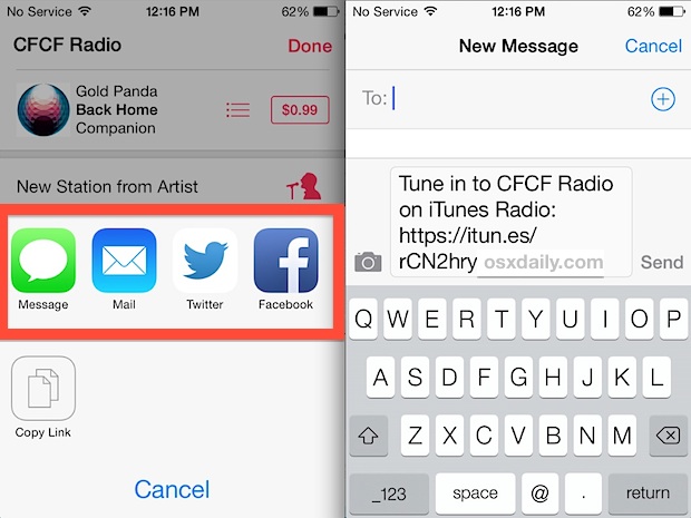 Sharing iTunes Radio Station music with others