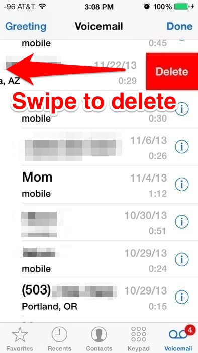 delete voicemail iphone voicemails message swipe multiple messages button left once tap app option techbeasts