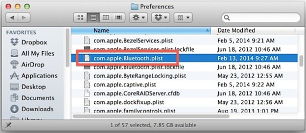 Delete the Bluetooth preferences plist file