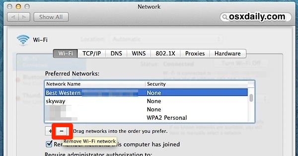 Remove a Wi-Fi Network