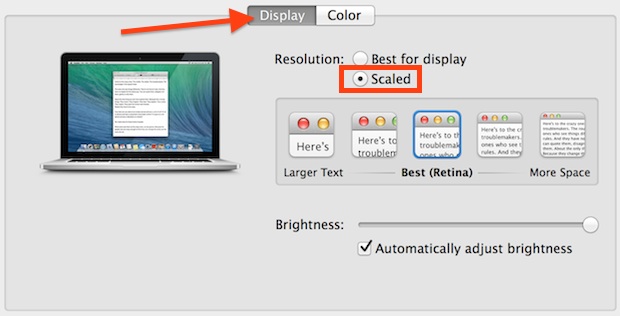 Retina Mac display resolutions