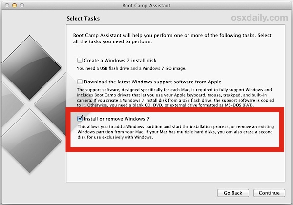 Mac Boot Camp Options
