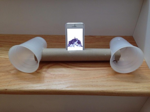 photo of Make Your Own iPhone Speakers with a Paper Towel Roll & Two Keg Cups image