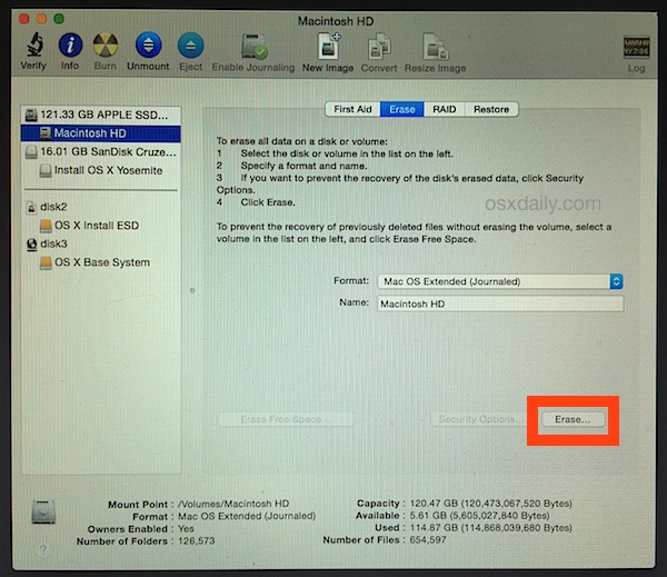 Clean install os x yosemite without usb port