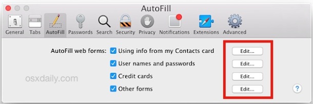 photo of Edit Autofill Information in Safari for Mac OS X image