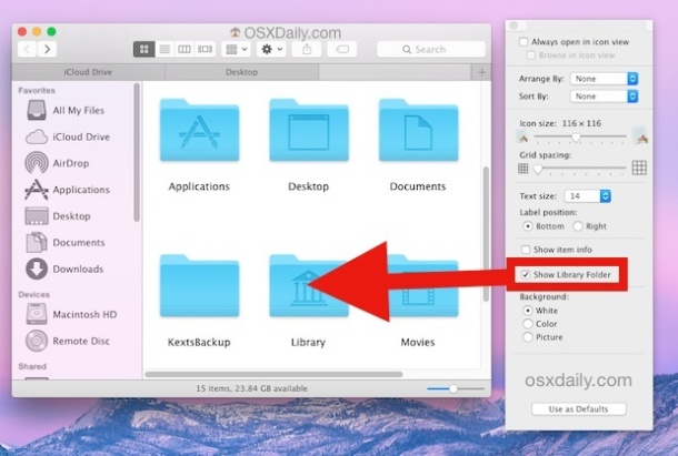 photo of How to Always Show the User Library Folder in OS X Yosemite the Easy Way image