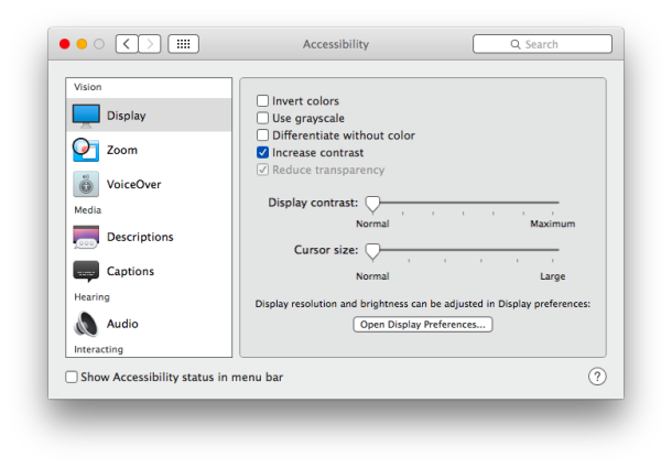 Increase Contrast in OS X Yosemite