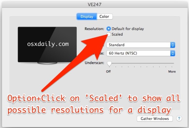 Show all possible screen resolutions for a Mac display in OS X