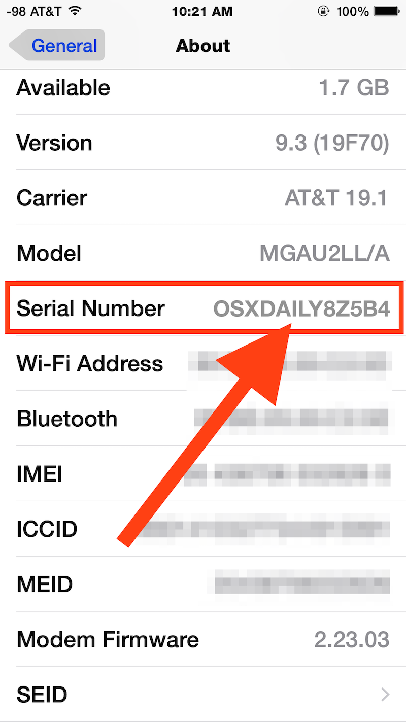 Cell Phone Serial Number Location