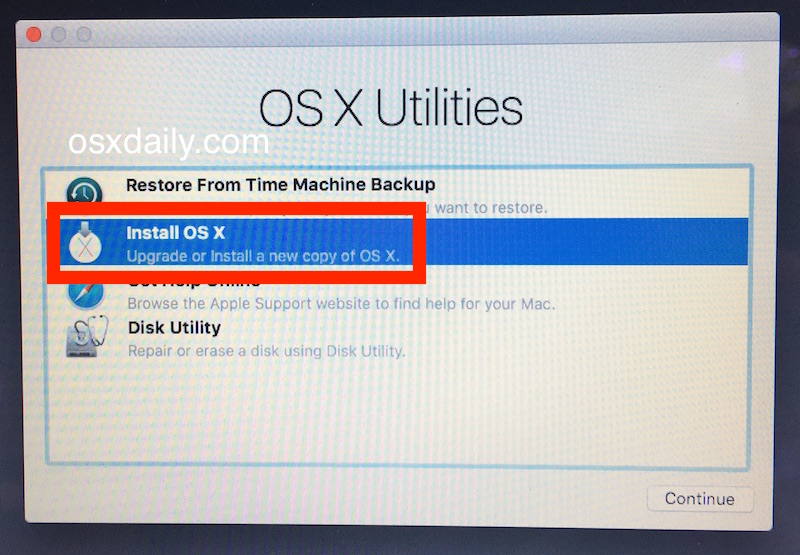 Macbook pro os x utilities