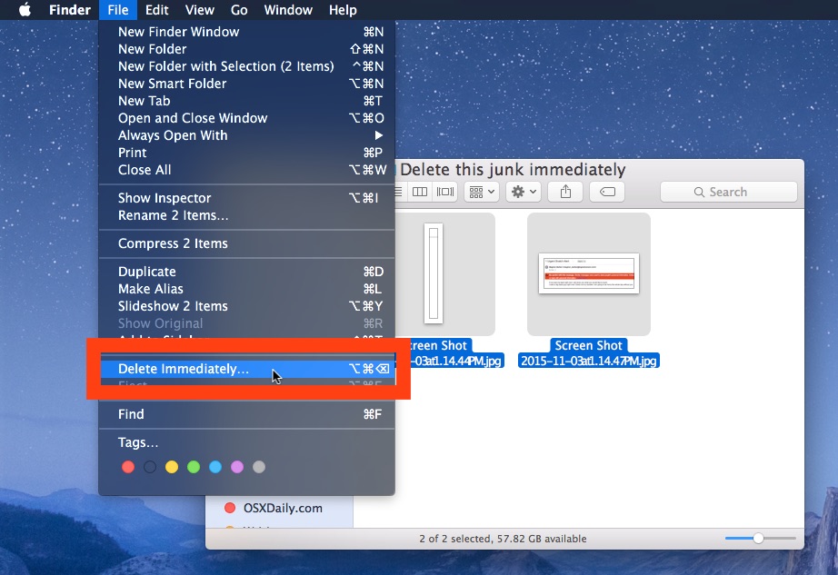 mac delete file command